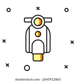 Filled outline Scooter icon isolated on white background. Flat filled outline style with shadow. Vector