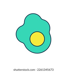 Filled outline Scrambled egg icon isolated on white background. Home cooked food, fried egg, healthy breakfast, omelet icon.  Vector