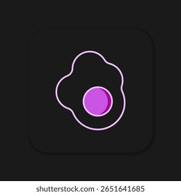 Filled outline Scrambled egg icon isolated on black background. Home cooked food, fried egg, healthy breakfast, omelet icon. Flat filled outline style with shadow. Vector