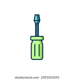 Filled outline Screwdriver icon isolated on white background. Service tool symbol. Flat filled outline style with shadow. Vector