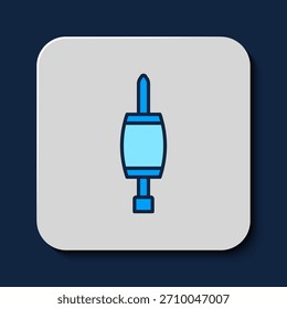 Gefüllter Umriss Schraubendrehersymbol einzeln auf blauem Hintergrund. Symbol des Service-Tools.  Vektorgrafik