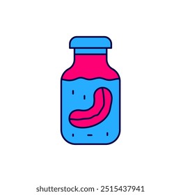 Filled outline Sea cucumber in jar icon isolated on white background. Marine food.  Vector