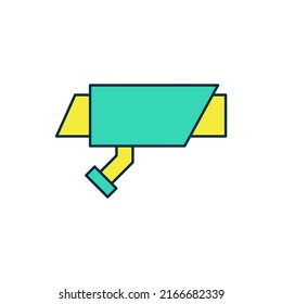 Icono de la cámara de seguridad con contorno relleno aislado en fondo blanco.  Vector