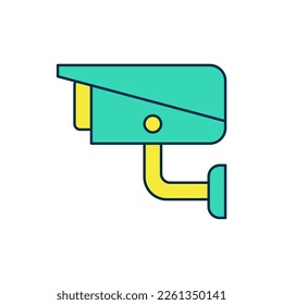 Filled outline Security camera icon isolated on white background.  Vector
