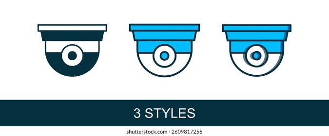 Filled outline Security camera icon isolated on white background.  Vector