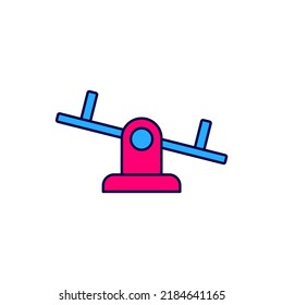 Filled outline Seesaw icon isolated on white background. Teeter equal board. Playground symbol.  Vector