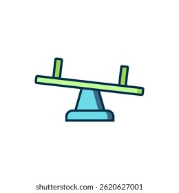 Filled outline Seesaw icon isolated on white background. Teeter equal board. Playground symbol. Flat filled outline style with shadow. Vector