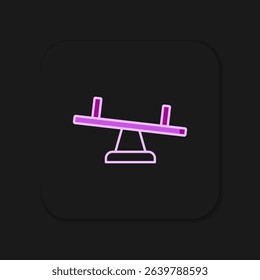 Filled outline Seesaw icon isolated on black background. Teeter equal board. Playground symbol. Flat filled outline style with shadow. Vector