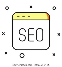Filled outline SEO optimization icon isolated on white background. Flat filled outline style with shadow. Vector