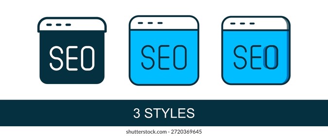 Preenchido contorno SEO ícone de otimização isolado no fundo branco.  Vetor