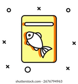 Pescado servido en el icono del plato aislado en el fondo blanco. Estilo de contorno relleno plano con sombra. Vector