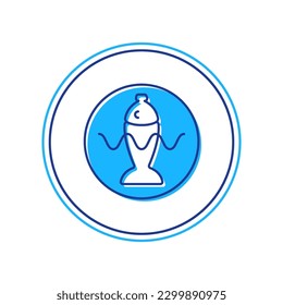 Filled outline Served fish with soy sauce on a plate icon isolated on white background.  Vector