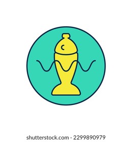 Esbozo relleno Pescado servido con salsa de soja en un icono de plato aislado en fondo blanco.  Vector