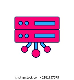 Filled outline Server, Data, Web Hosting icon isolated on white background.  Vector