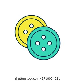 Botón de costura para el icono de la ropa aislado en el fondo blanco. Botón de ropa.  Vector