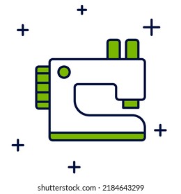 Esquema relleno Icono de máquina de coser aislado en fondo blanco.  Vector