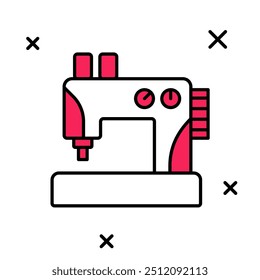 Filled outline Sewing machine icon isolated on white background.  Vector