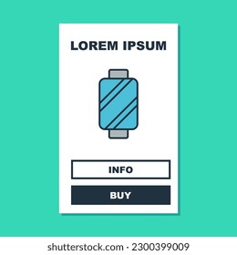 Hilo de coser relleno sobre un icono de chispa aislado en un fondo turquesa. Estanque de yarn. Robbin de hilo.  Vector