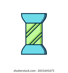 Filled outline Sewing thread on spool icon isolated on white background. Yarn spool. Thread bobbin. Flat filled outline style with shadow. Vector