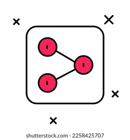 Filled outline Share icon isolated on white background. Share, sharing, communication pictogram, social media, connection, network.  Vector