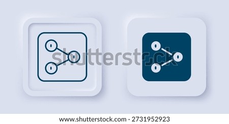 Filled and outline Share icon isolated on grey background. Share, sharing, communication pictogram, social media, connection, network. Square button. Vector