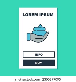 Filled outline Shaving gel foam on hand icon isolated on turquoise background. Shaving cream.  Vector