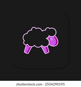 Filled outline Sheep icon isolated on black background. Counting sheep to fall asleep. Flat filled outline style with shadow. Vector