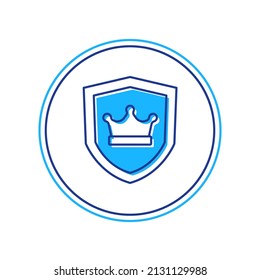 Filled outline Shield with crown icon isolated on white background.  Vector