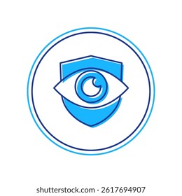 Filled outline Shield and eye icon isolated on white background. Security, safety, protection, privacy concept.  Vector