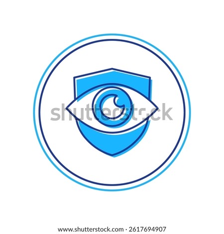 Filled outline Shield and eye icon isolated on white background. Security, safety, protection, privacy concept.  Vector
