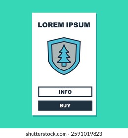 Filled outline Shield with tree icon isolated on turquoise background. Eco-friendly security shield with tree.  Vector