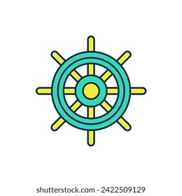 Esquema relleno Icono del volante de dirección del buque aislado en fondo blanco.  Vector