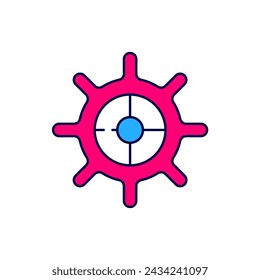 Filled outline Ship steering wheel icon isolated on white background.  Vector