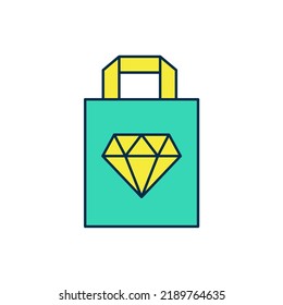 Filled outline Shopping bag jewelry icon isolated on white background.  Vector