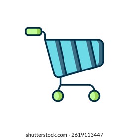 Filled outline Shopping cart icon isolated on white background. Online buying concept. Delivery service sign. Supermarket basket symbol. Flat filled outline style with shadow. Vector