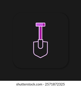 Filled outline Shovel icon isolated on black background. Gardening tool. Tool for horticulture, agriculture, farming. Flat filled outline style with shadow. Vector