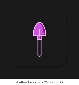 Filled outline Shovel icon isolated on black background. Gardening tool. Tool for horticulture, agriculture, farming. Flat filled outline style with shadow. Vector