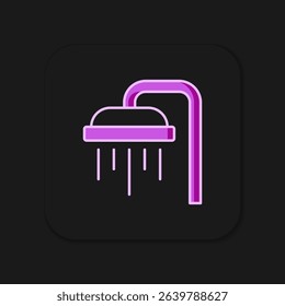 Filled outline Shower head with water drops flowing icon isolated on black background. Flat filled outline style with shadow. Vector