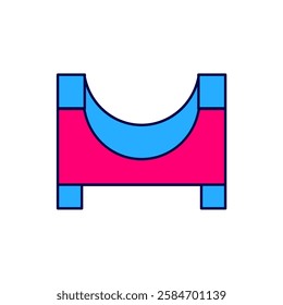 Filled outline Skate park icon isolated on white background. Set of ramp, roller, stairs for a skatepark. Extreme sport.  Vector