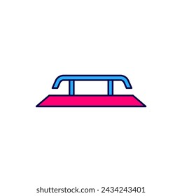 Filled outline Skateboard stairs with rail icon isolated on white background.  Vector