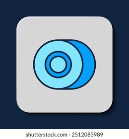 Filled outline Skateboard wheel icon isolated on blue background. Skate wheel.  Vector