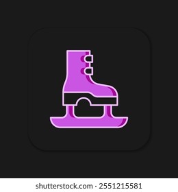 Filled outline Skates icon isolated on black background. Ice skate shoes icon. Sport boots with blades. Flat filled outline style with shadow. Vector