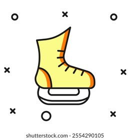 Filled outline Skates icon isolated on white background. Ice skate shoes icon. Sport boots with blades. Flat filled outline style with shadow. Vector