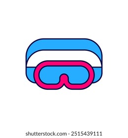 Filled outline Ski goggles icon isolated on white background. Extreme sport. Sport equipment.  Vector