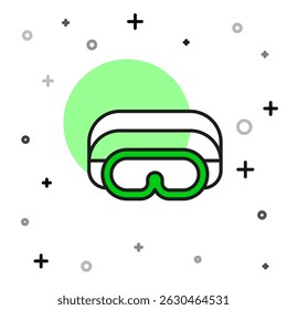 Filled outline Ski goggles icon isolated on white background. Extreme sport. Sport equipment.  Vector
