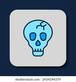 Filled outline Skull icon isolated on blue background. Happy Halloween party.  Vector