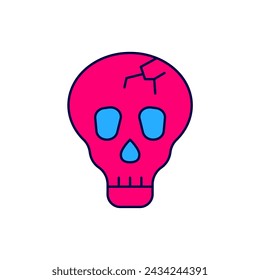 Filled outline Skull icon isolated on white background. Happy Halloween party.  Vector