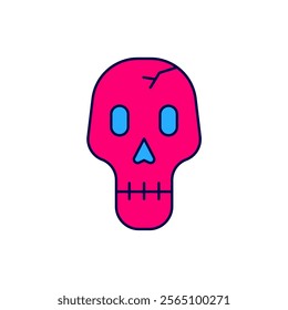 Filled outline Skull icon isolated on white background. Happy Halloween party.  Vector