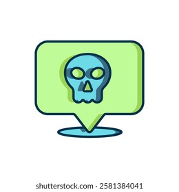 Filled outline Skull icon isolated on white background. Happy Halloween party. Flat filled outline style with shadow. Vector