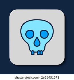 Filled outline Skull icon isolated on blue background. Happy Halloween party.  Vector